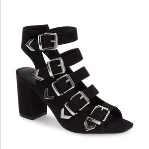 Topshop Black suede sandals with chunky heels